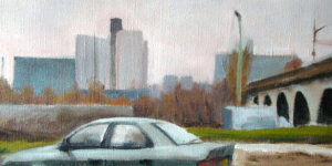 La voiture, huile sur toile, 30 x 30 cm, (collection privée), 2011