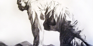 Plage, fusain sur papier, 50 x 65 cm, 2010