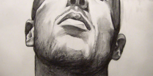 Autoportrait, fusain sur papier, 50 x 65 cm, 2009