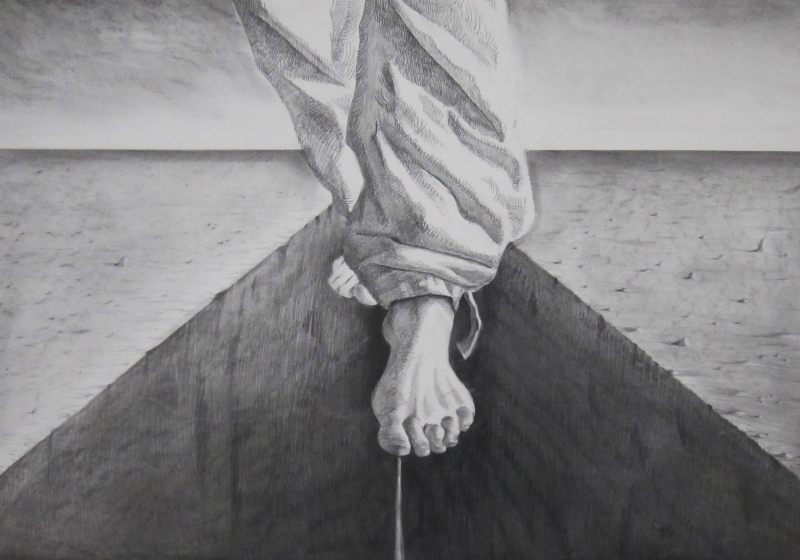 Equilibre, crayon graphite sur papier, 76 x 110 cm, 2014